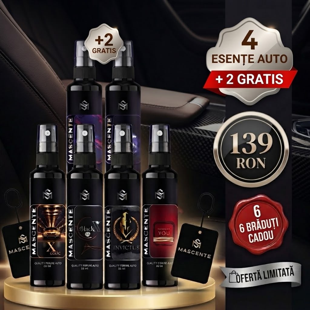 Pachet 4 Parfumuri Auto + 2 Parfumuri Auto GRATIS + 6 Brăduți pentru pulverizat GRATIS